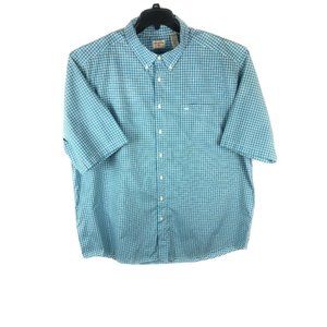 Dockers Men's 2XLT Short Sleeve Button Up Blue Check Cotton Blend Shirt A21